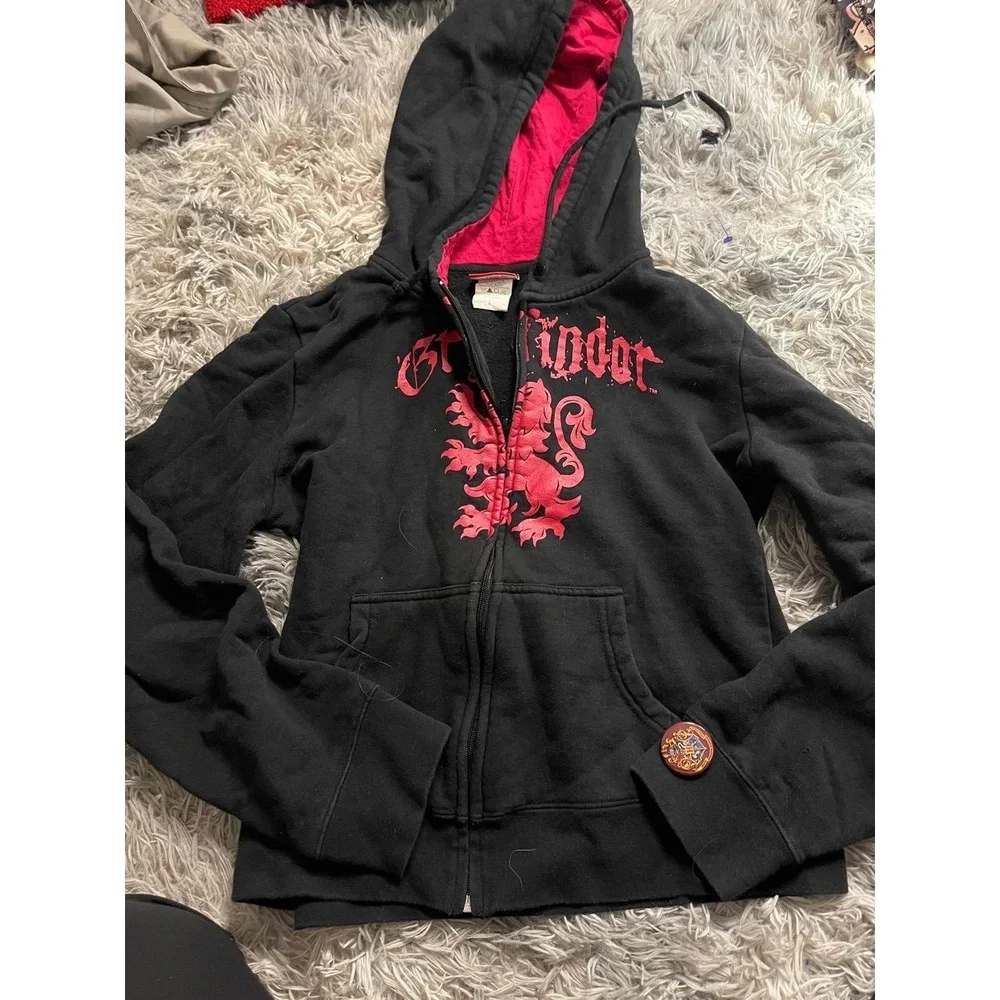 Harry Potter Womens Hoodie Size L Black Red Gryffindor Full Zip Fan Gear - Picture 1 of 4